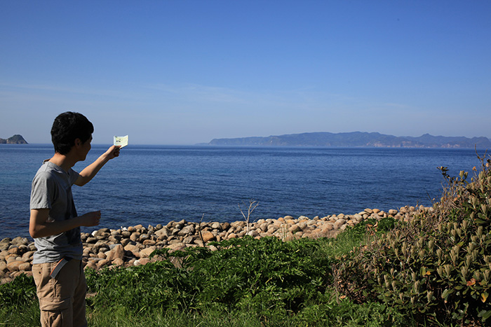 むこうに見えるのが松島