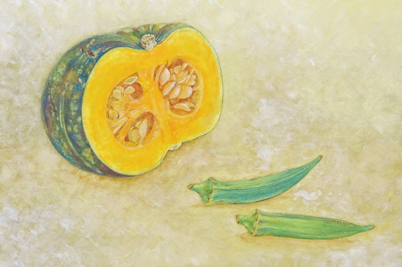 水干・岩絵具併用による制作