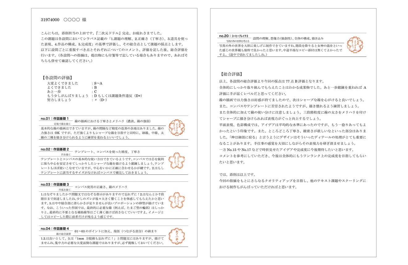 添削・講評指導例